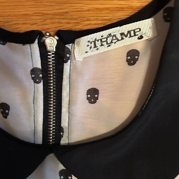 Tramp Skull Button Up Blouse Small White Sheer/See Through Emo - Picture 11 of 12